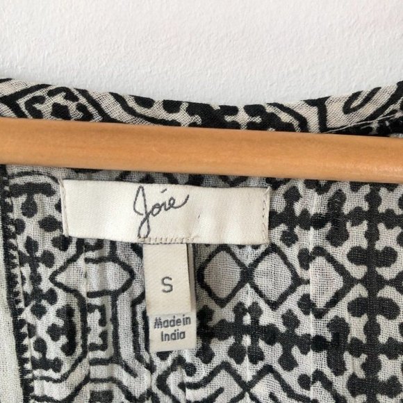 JOIE Cherre Top Artisan Blouse Geometric Boho Pattern Aztec Tribal Print Goddess - Picture 8 of 9